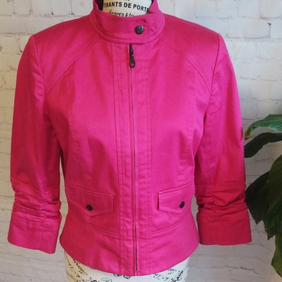 Boston Proper Jackets & Blazers - Muse Boston Proper Pink Zip Up Blazer Jacket